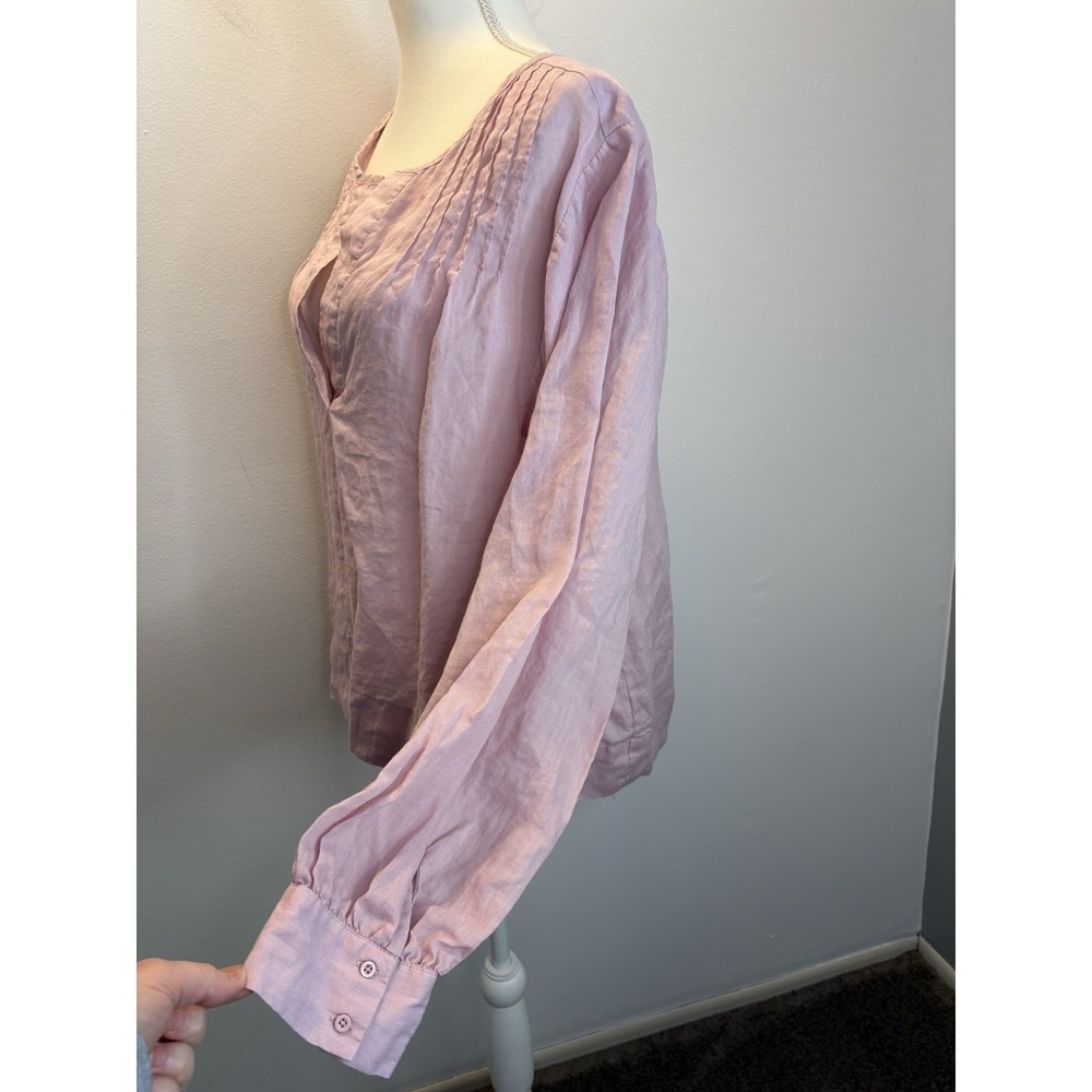 Cato Tunic Top Size XL Pink Relaxed Fit Pintuck 100% Ramie Coastal‎ Beach Boxy - Picture 3 of 11